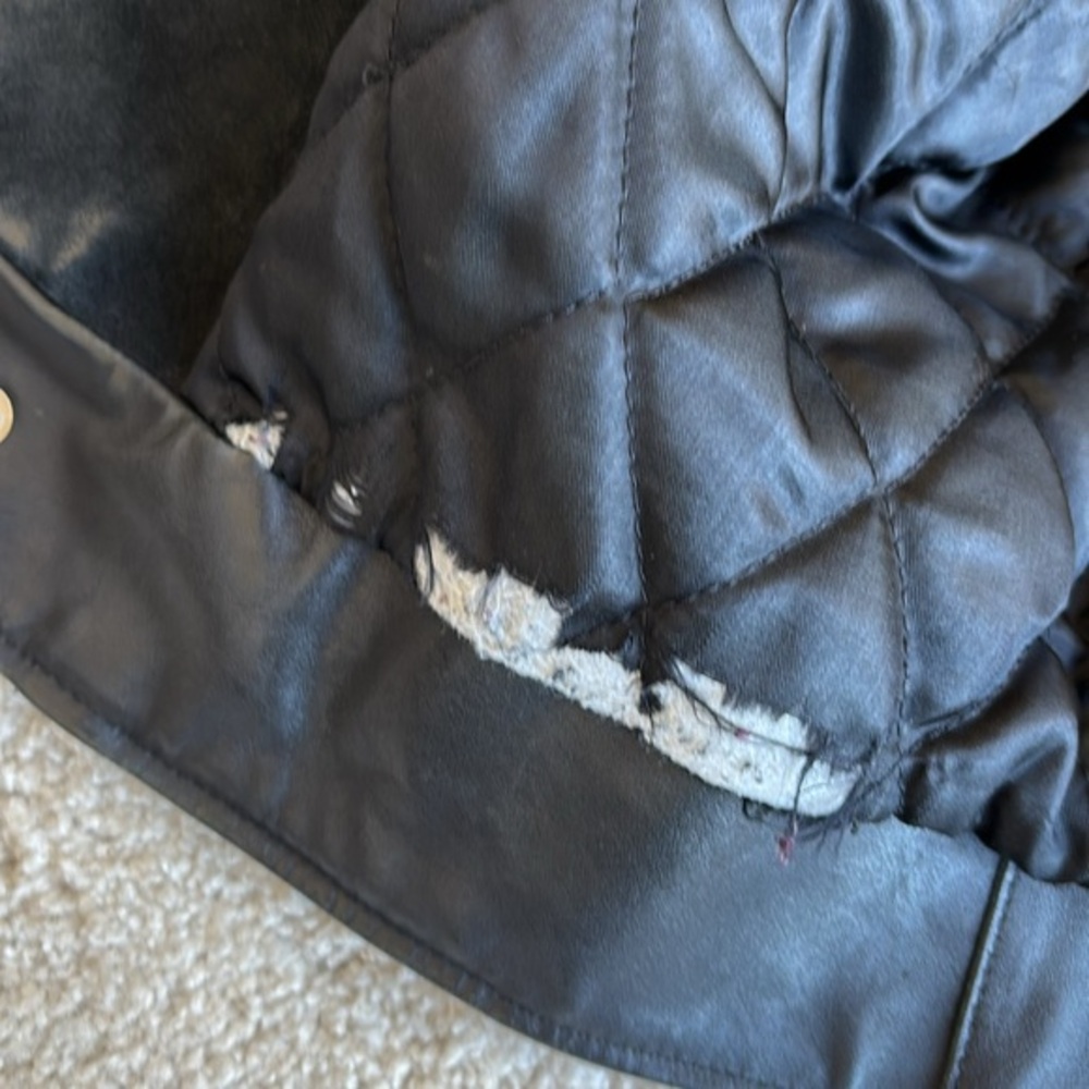 Sandro Paris Black Leather Suede Quilted Lined‎ Zip Biker Jacket Women’s Size XS - Picture 9 of 14
